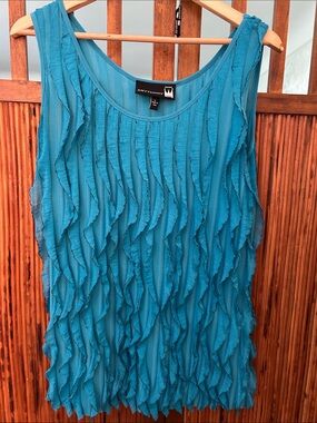 Anthony Original Teal Ruffled Layered Sleeveless Top